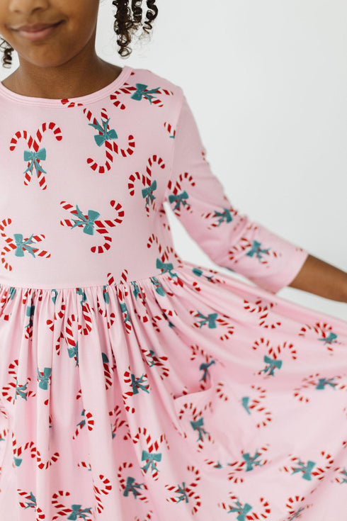 candy-cane-cutie-3-4-sleeve-pocket-twirl-dress Mila & Rose - Sophia's StyleTwirl Pocket Dress 3/4-1